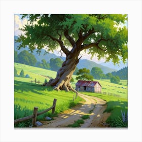 Tree In A Field 2 Canvas Print