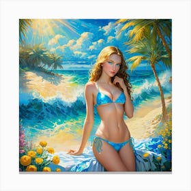 Girl On The Beach hff Canvas Print