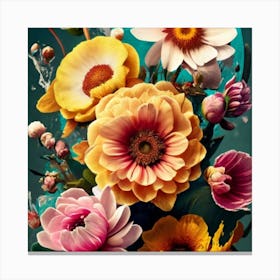 Orange, purple and yellow flowers 1 Canvas Print