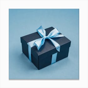 Black Gift Box With Blue Ribbon 2 Canvas Print