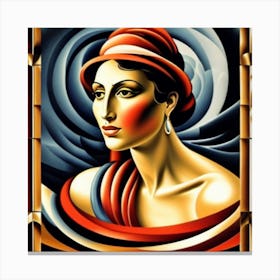 Lady In Red Hat Canvas Print