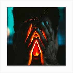 Man Covering His Face With His Hands Canvas Print