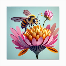 Bee On A Flower 1 Canvas Print