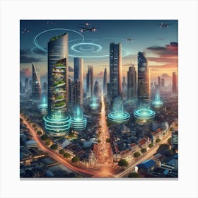 Futuristic Cityscape Canvas Print