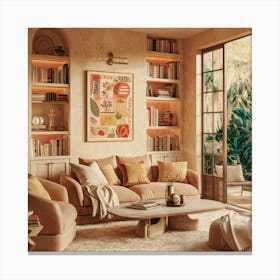 Beige Living Room Canvas Print
