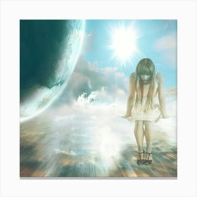 Girl In Space Canvas Print