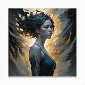 Woman With Black Hair 3 Canvas Print