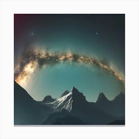 Galaxy Over Mountains Canvas Print