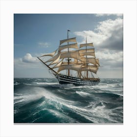 Sailing Ship In Rough Seas 3 Canvas Print