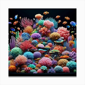 Undersea World of Vibrant Coral and Tropical Fish Canvas Print