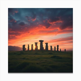 Sunset Over A Stone Circle Canvas Print