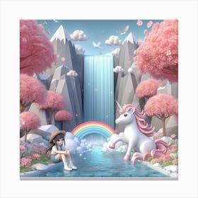 waterfall and rainbow Canvas Print