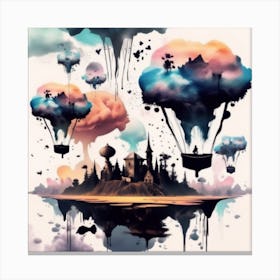 Ink Blot Art Piece That Transforms Ink Blots Into A Dreamlike Landscape Canvas Print