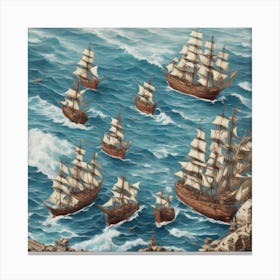 Ships In The Sea Canvas Print