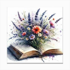 Open Book With Flowers 1 Canvas Print