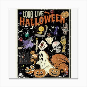 Vintage Pumpkin Ghost Witch Skeleton Funny Halloween Canvas Print