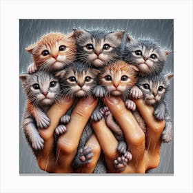 Kittens In The Rain 2 Canvas Print