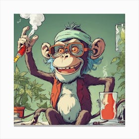 Monkey Smoking Weed Canvas Print