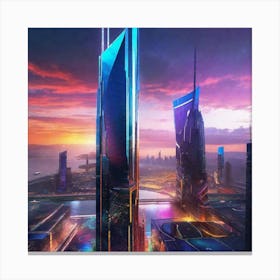 Futuristic Cityscape 91 Canvas Print