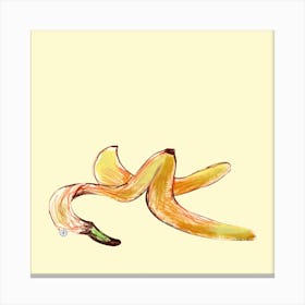 Banana Peel 2 - hand drawn drawing yellow food square kitchen Canvas Print