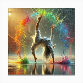 Colorful Dancer In The Rain Canvas Print
