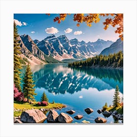 Mountain Lake In Autumn Canvas Print