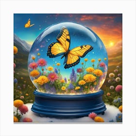 Butterfly In The Snow Globe Canvas Print