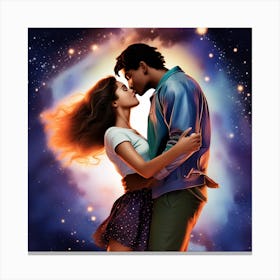 Kissing In Space Canvas Print