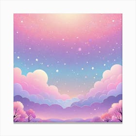 Sky With Twinkling Stars In Pastel Colors Square Composition 119 Canvas Print