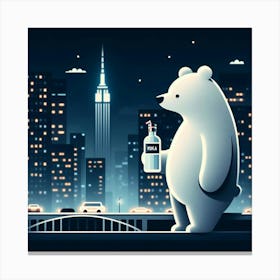 Polar Bear At Night Canvas Print