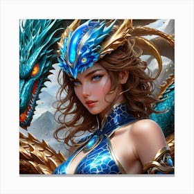 Girl With A Dragon hun Canvas Print