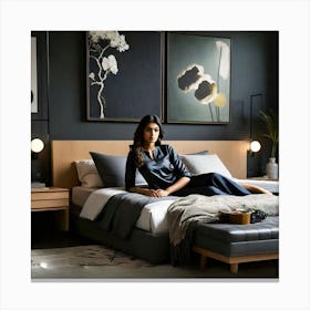 Woman In A Bedroom Canvas Print