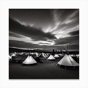 Teepees At Night 2 Canvas Print