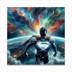 Superman In Space 5 Canvas Print