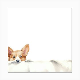 Watercolor Corgi Puppy Canvas Print