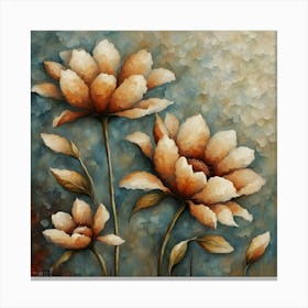 Textured Three Flowers Canvas Print