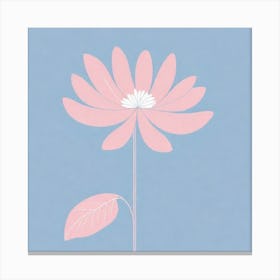 A White And Pink Flower In Minimalist Style Square Composition 280 Canvas Print