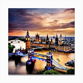 London Skyline At Sunset Canvas Print