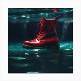 Red Boots In Water Canvas Print