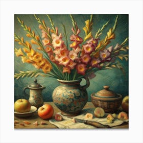 Vase with Gladioli 2 Canvas Print