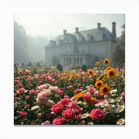 Roses In Front Of A House Canvas Print