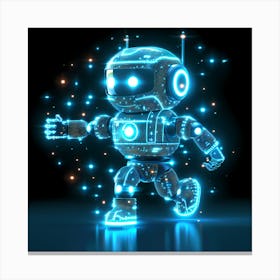 Blue Robot Technology Glowing Canvas Print