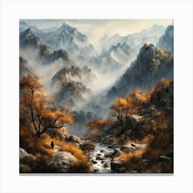 Chinese Mountains Landscape Painting (74) Canvas Print
