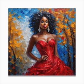 Black Woman In A Red Dress Canvas Print