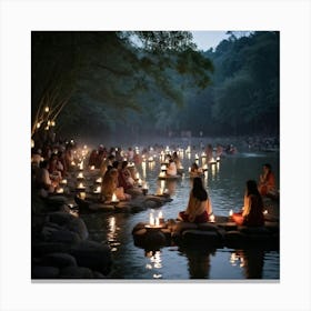 A Spiritual Light Festival Imbued With The Essence Of Faith Glow Of Sacred Lanterns Adorning An Anc 1 Canvas Print