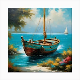 Sailboat On The Beach Canvas Print