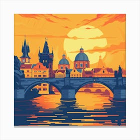 A Prague With Charles Bridge Vector Design Illus 1720467977 2 Canvas Print