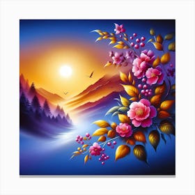 Sunset Flowers Canvas Print