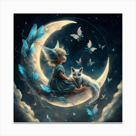 Fairy On The Moon Canvas Print