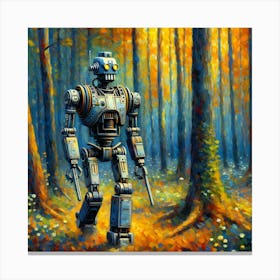 Robot In The Woods 4 Canvas Print